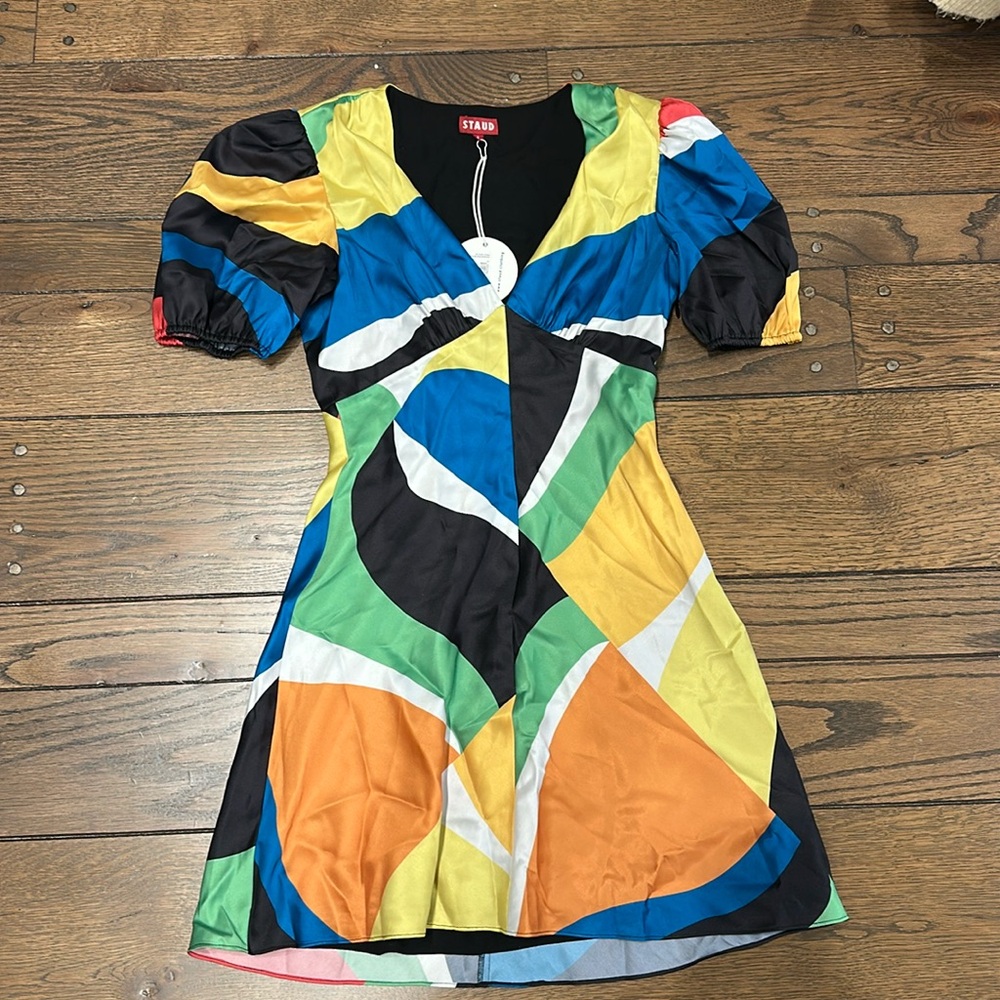 Staud Milla Mini Dress Marble Wave
